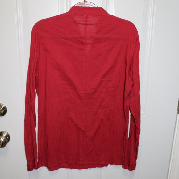 Greater Good Women's Size Medium Red Cotton Blouse Made in India - Picture 5 of 8